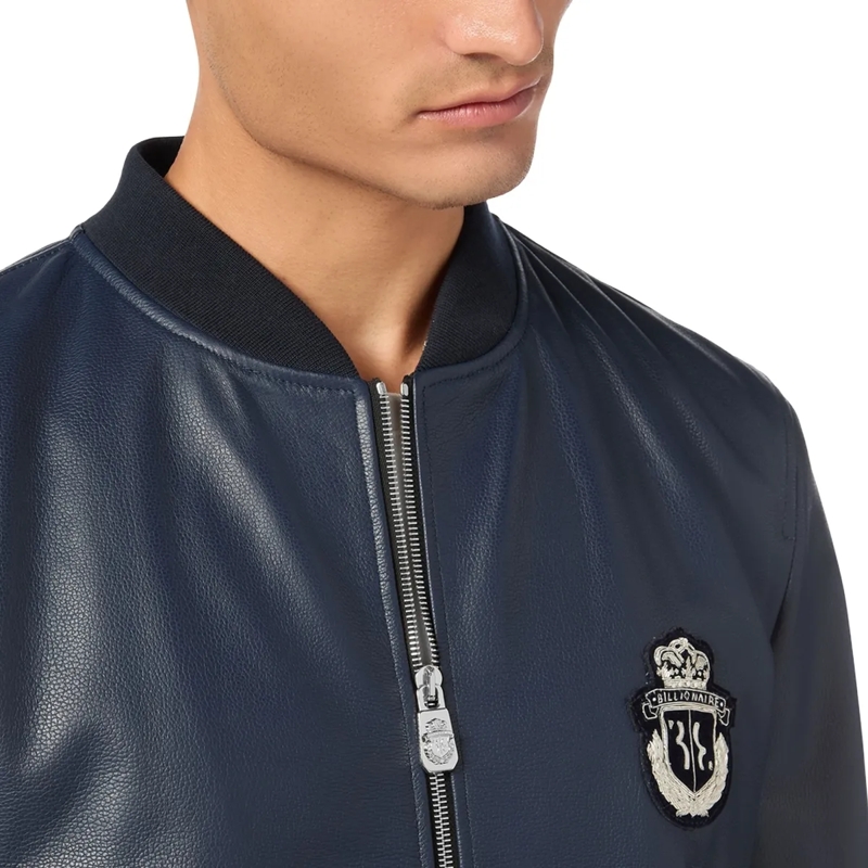 BILLIONAIRE Lederjacke Leder-Bomber dunkel-blau(Image 4)