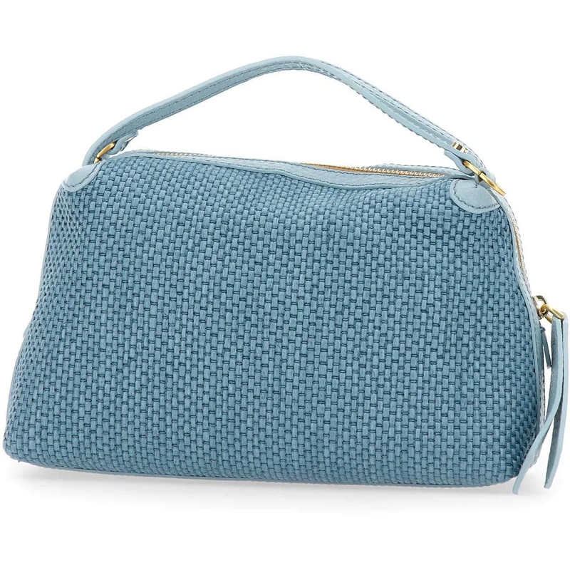 Gianni Chiarini Sac à bandoulière Spacious Blue Handbag In Soft Woven Straw Blue
