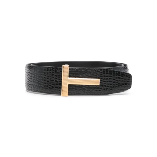 Tom Ford Ceinture Belt Embossed-Crocodile Black Black