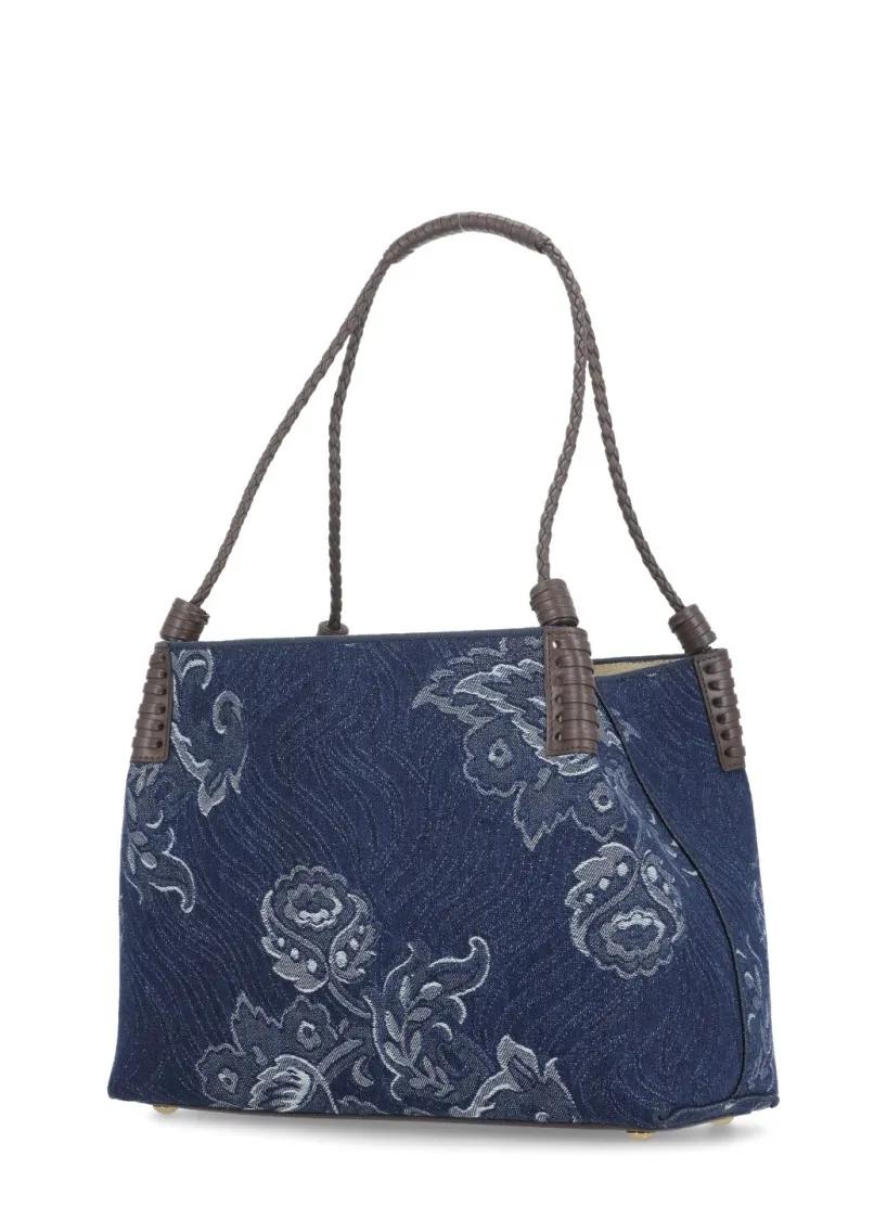 ETRO Hobo bags Libra Media Denim Jacquard Bag in blauw