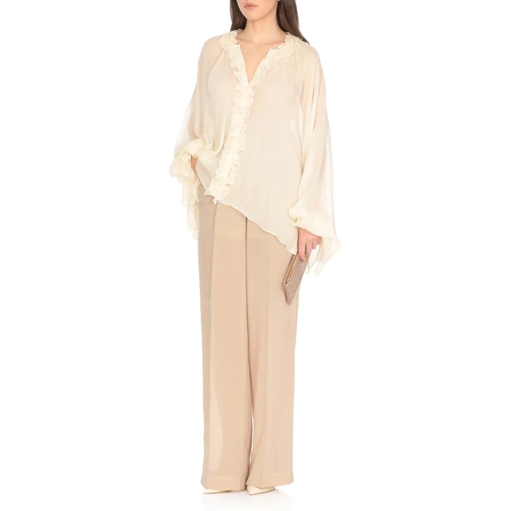 パンツ Philosophy Di Lorenzo Serafini Wide-Leg Cotton Blend Pleated Philosophy Di Lorenzo Serafini -Leg Cotton Blend Pleated