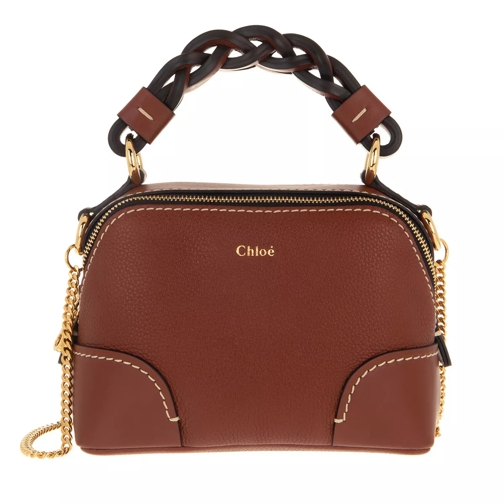 Chloé Mini Daria Chain Crossbody Bag Leather Sepia Brown Crossbody Bag