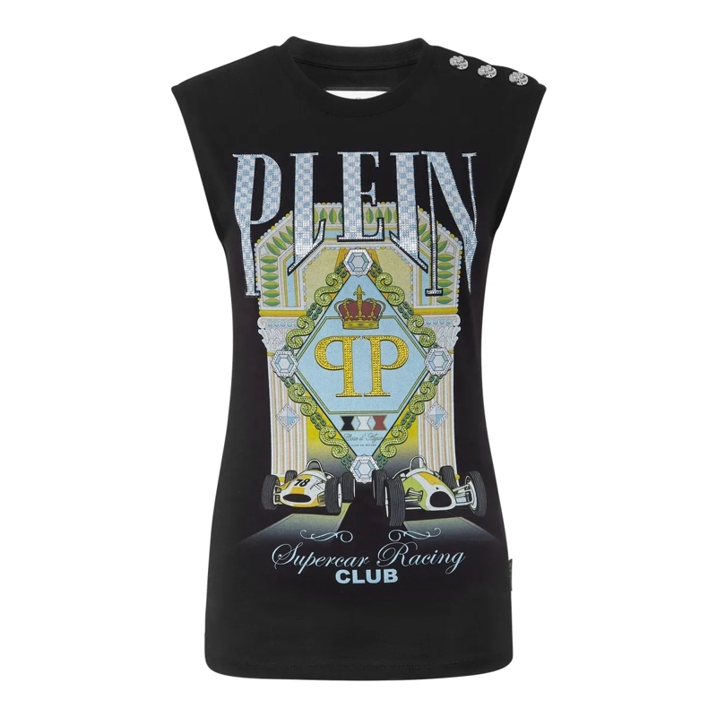 Philipp Plein Top Tanktop Racing schwarz
