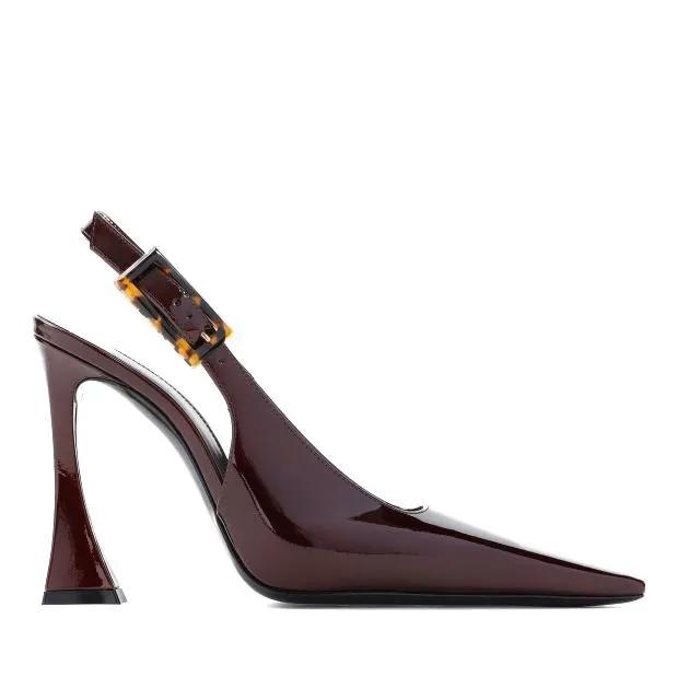 Thumbnail - Saint Laurent Hohe Schuhe - Stone Sevilla Brown Patent Leather Pumps - Gr. 38,5 (EU) - in Rot - für Damen