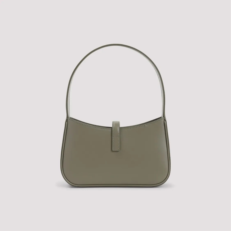 Saint Laurent Schultertasche Moss Leather Mini Hobo Bag With Ysl Hook Green