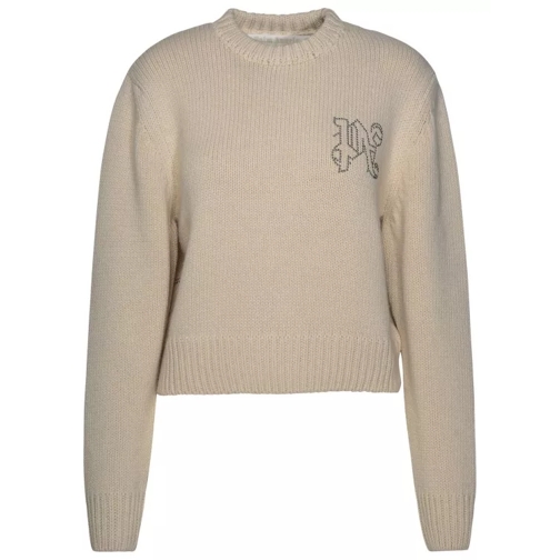 Palm Angels Beige Wool Blend Sweater Neutrals 