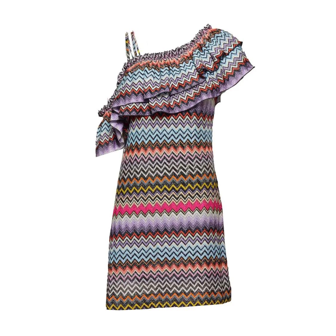 オールインワン・サロペット Missoni Multicolored Chevron Viscose One-Shoulder Short Short Missoni Viscose オールインワン・サロペット One-Shoulder Chevron Multicolored