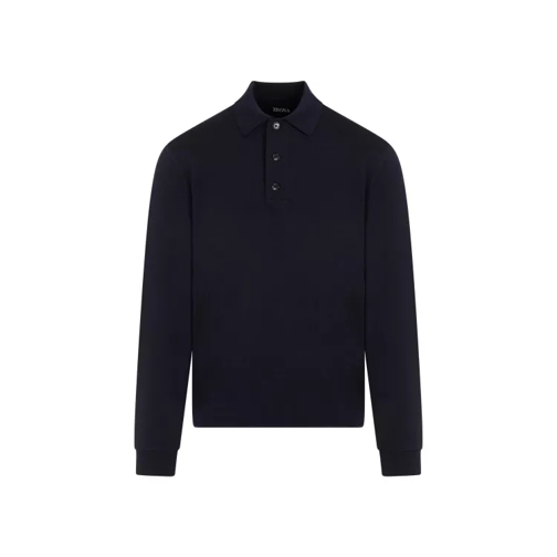 Zegna Navy-Blue Wool High-Performance Polo Blue 