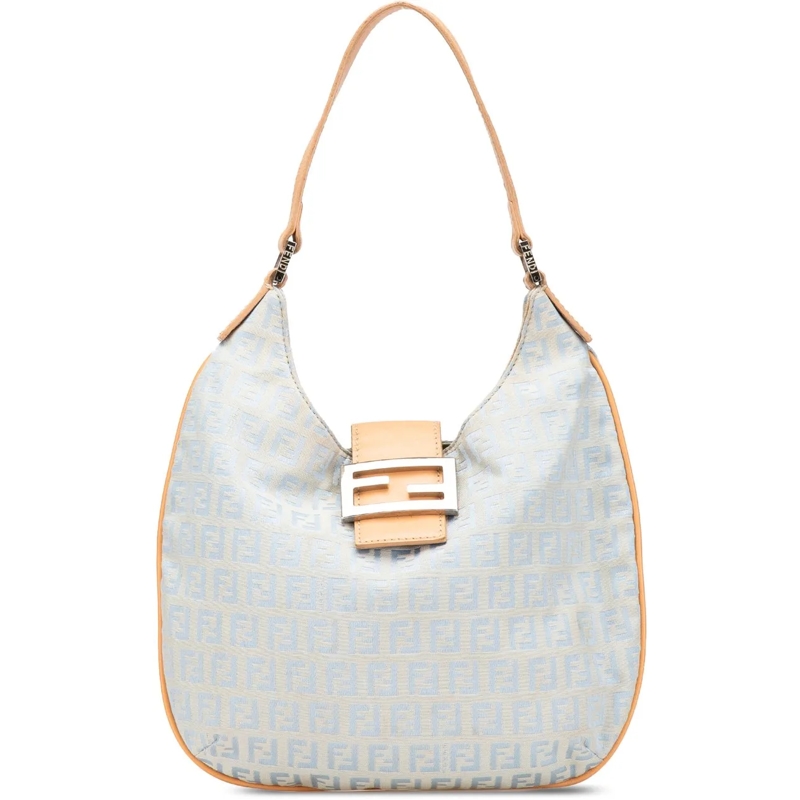 Fendi Schultertasche Zucchino Canvas Hobo blau