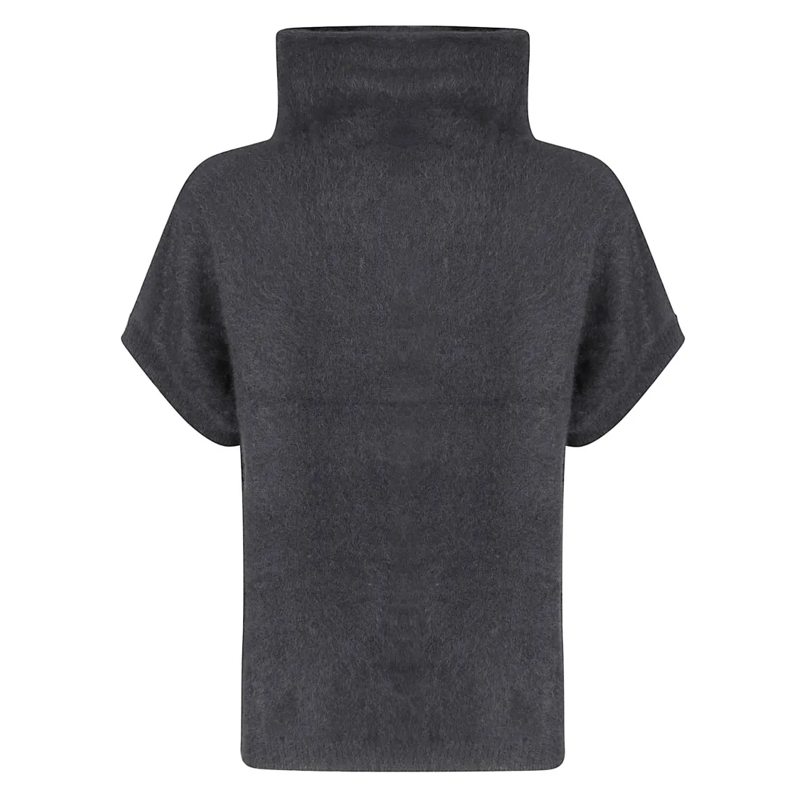 P.A.R.O.S.H. Pull à col roulé Boxy Fuzzy Texture Sweater With High Neck Grey