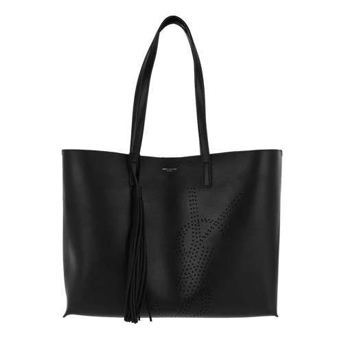 Saint Laurent Shopping Bag Perforated Vintage Leather Black Shoppingväska