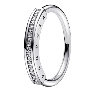 Pandora Signature I D Pav Ring Sterling silver Bague pav