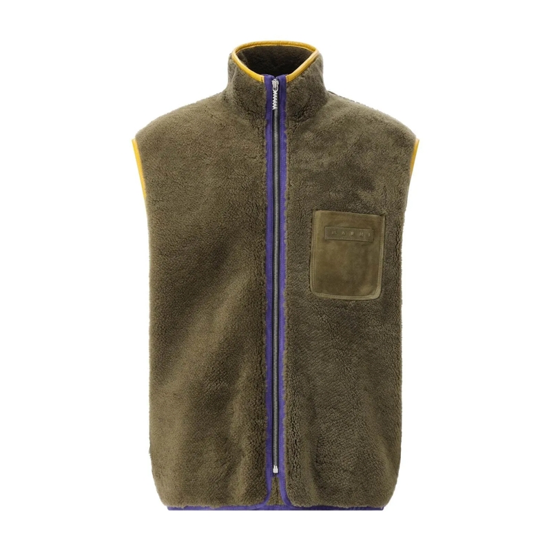 Marni  Weste aus Shearling Grün