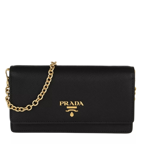 Prada Wallet On Chain Saffiano Leather Black Crossbody Bag