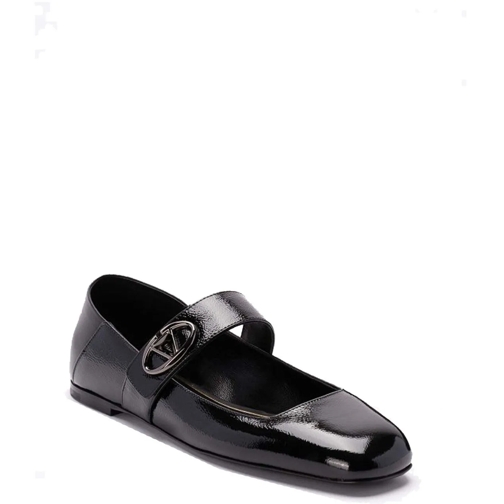 Valentino T-shirts Valentino Garavani Leather Locker Ballerina Flats schwarz (Image 2)