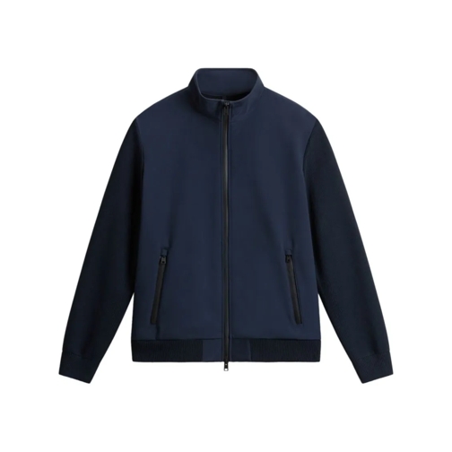 Woolrich Bomberjacks Navy Blue Panelled Logo Jacket Blue