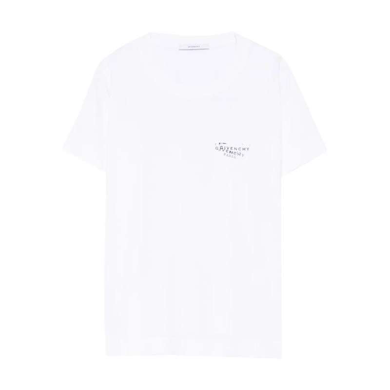 Givenchy T-shirt Short-Sleeved Silk-Nylon Top With Modern Graphics White