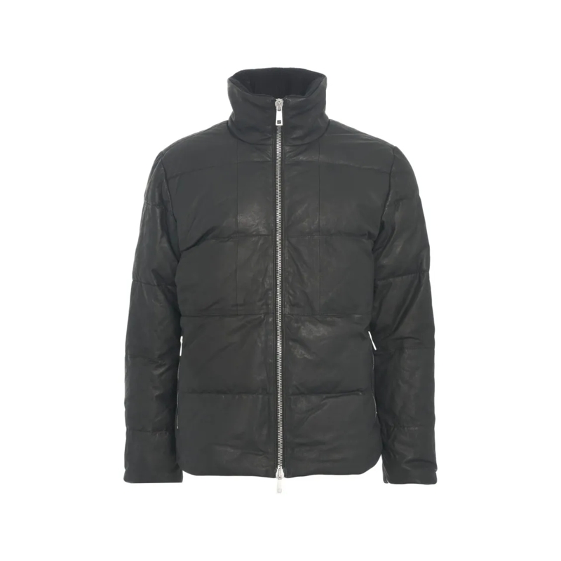 Giorgio Brato Donsjas Premium Leather Puffer Jacket Grey