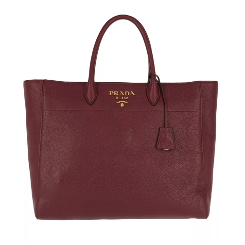 Prada Shopping Bag Saffiano Leather Cerise Rymlig shoppingväska