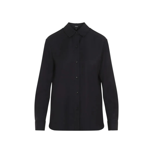 Theory Virgin Wool Shirt Blue Camicie