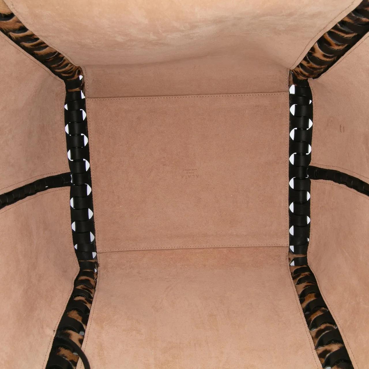 Thumbnail - Alaia Shopper - Pony Hair and Leather Leopard Printed Le Hinge Tot - Gr. unisize - in Braun - für Damen