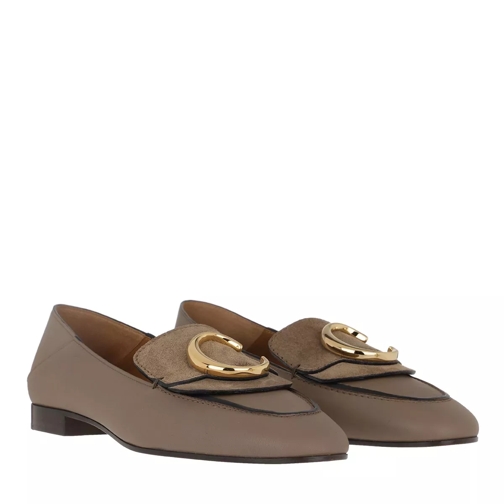 Chloé C Loafers Leather Motty Grey Mocassino