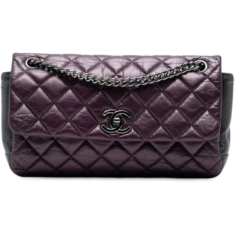 Chanel Sac à bandoulière Small Bicolor Quilted Aged Calfskin Lady Pearly Fl lila