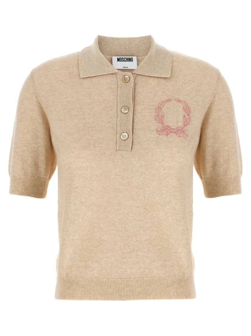 Thumbnail - Moschino - Polo Sweater With Front Button Closure - Größe 40 - beige