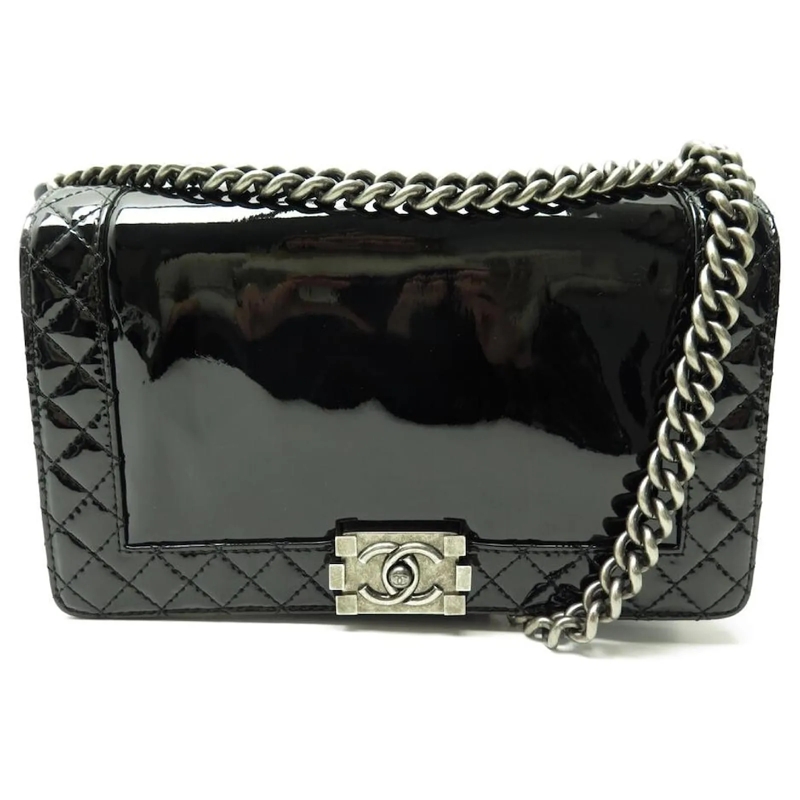 Chanel Crossbody Bag CHANEL GRAND BOY HANDTASCHE AUS SCHWARZEM PATENTLE schwarz