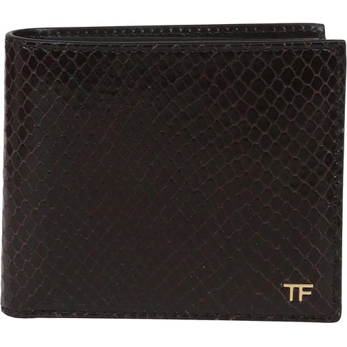 Tom Ford Portefeuille à deux volets Python Printed Classic Bifold Wallet Brown braun