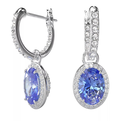 Swarovski Constella drop earrings, Oval cut, Rhodium plated Blue Pendant d'oreille