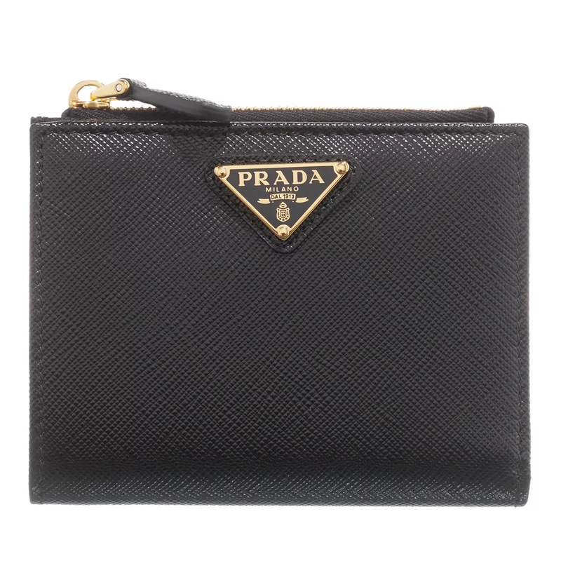 Prada Bi-Fold-Portemonnaie Saffiano Triangolo Small Zip Wallet F0002 nero