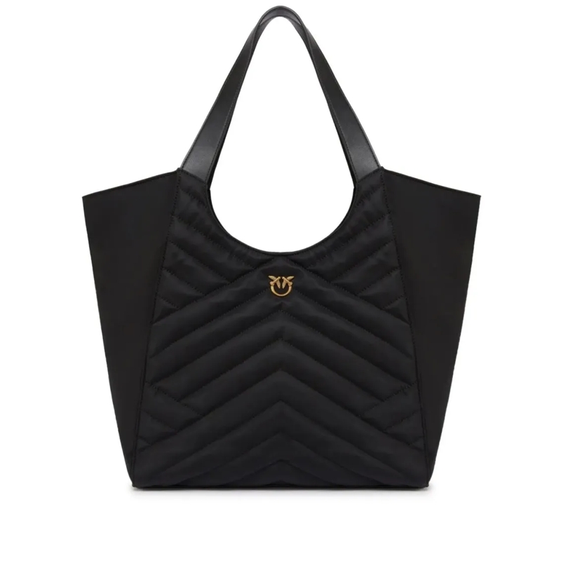 Pinko Fourre-tout Quilted Black Nylon Tote Bag Black