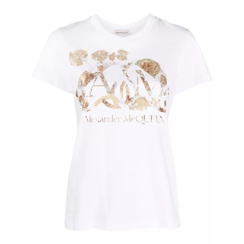 Alexander McQueen T -Shirt Dutch Flower White Logo White 
