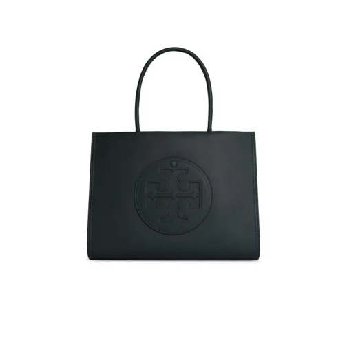 Tory Burch Ella' Shopping Bag In Green Bio-Tex Leather Black Tote