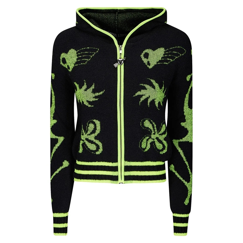 Chopova Lowena Vest Neon Cartoon Cardigan Black