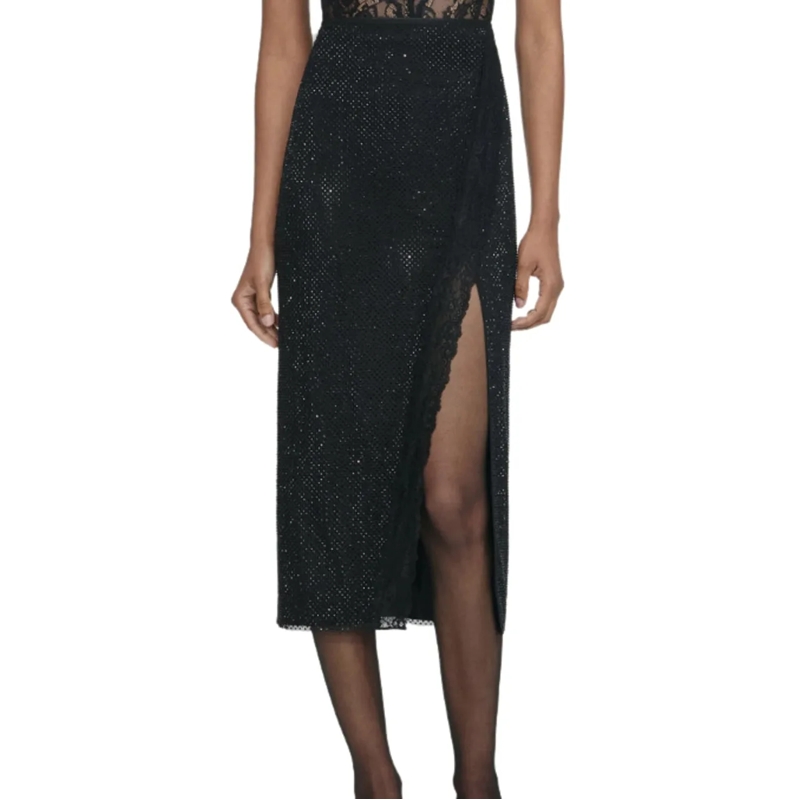 Self Portrait Midirock Skirts Black schwarz