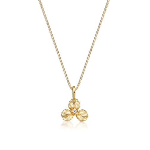 Elli Halskette 3D Blume Anhänger Diamant (0.015 ct.) 58 gold 