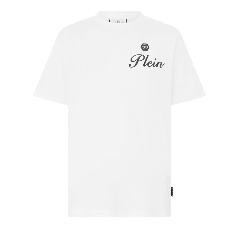 Philipp Plein T-Shirt Round Neck T-Shirt Embossed Signature weiss