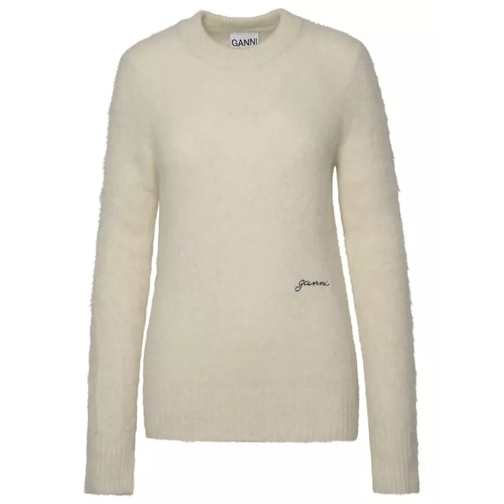 GANNI Ivory Brushed Alpaca Sweater Neutrals 