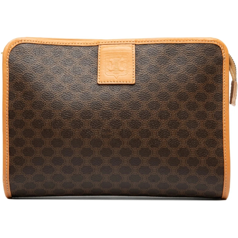 Celine Clutch Macadam Coated Canvas Clutch braun
