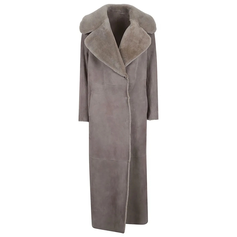 Salvatore Santoro Trenchcoat Long Nude Coat With Plush Texture Neutrals