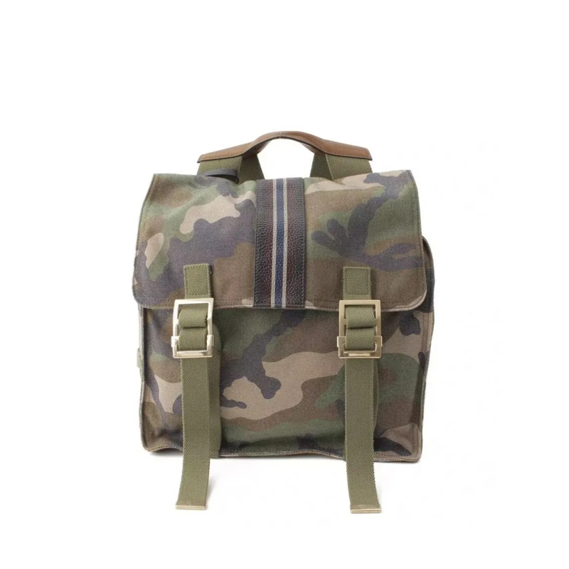 Valentino Garavani Rugzak Military Canvas Backpack Grey