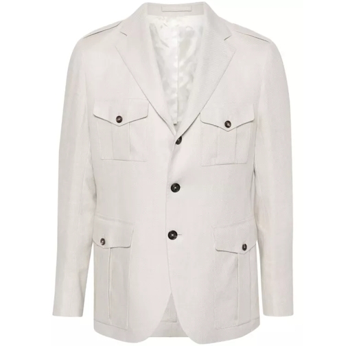 Eleventy  Beige Single-Breasted Jacket White