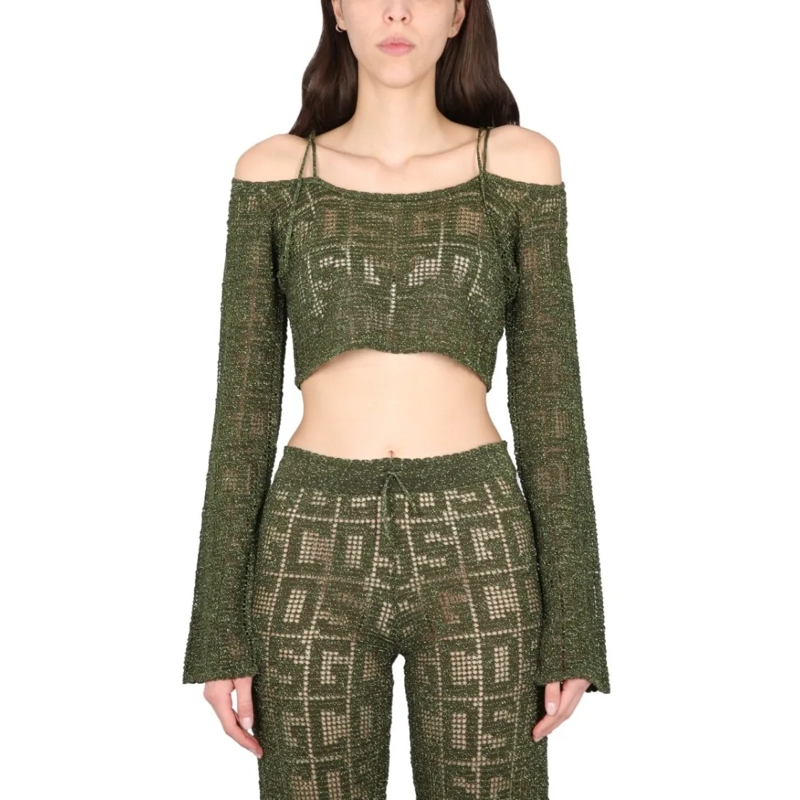 Gcds Haut à manches longues Monogram Macrame Top Green