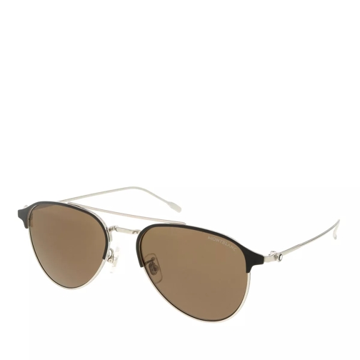 Montblanc MB0190S-003 55 Sunglass Man Metal Silver-Silver-Brown Zonnebril