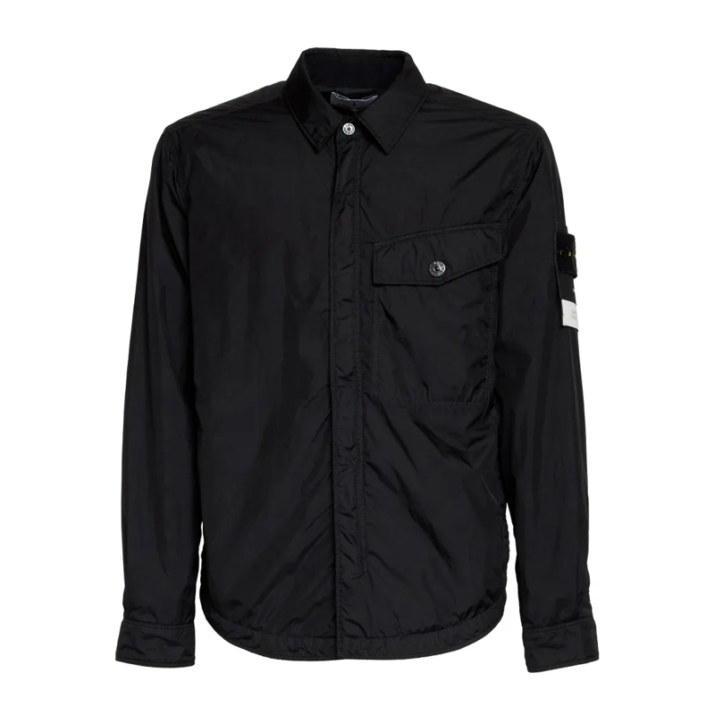 Stone Island  Lightweight Black Jacket With Classic Collar Black