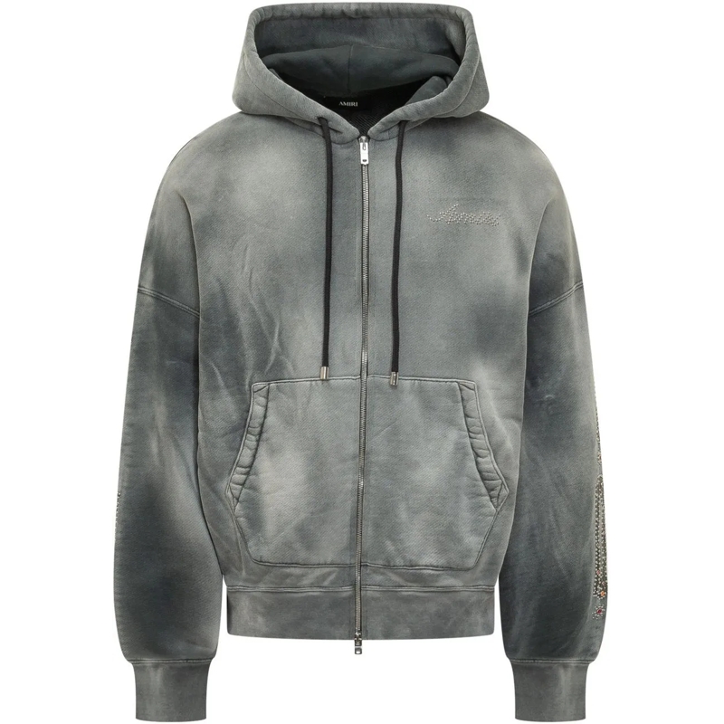 Amiri  Felpa Bones con Cappuccio e Tasche a Marsupio dunkelgrau