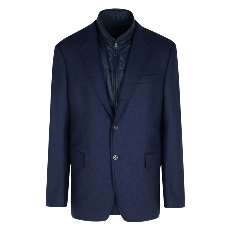 Fay Blazer Textured Navy Blue Blazer Blue