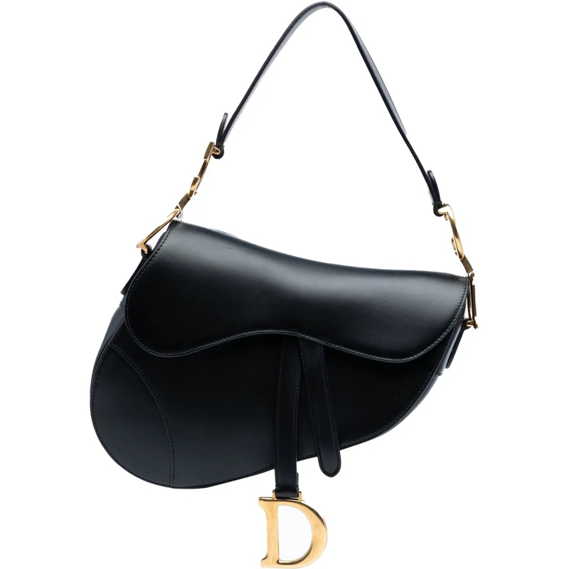 Christian Dior Schultertasche Mini Leather Saddle Bag schwarz